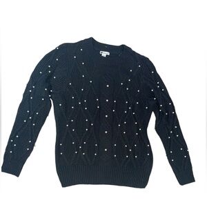 Pearl-Embellished Crewneck Sweater - Black